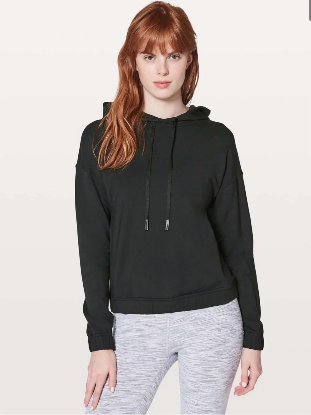 lululemon athletica Black Cropped Hoodie with Drawstrings